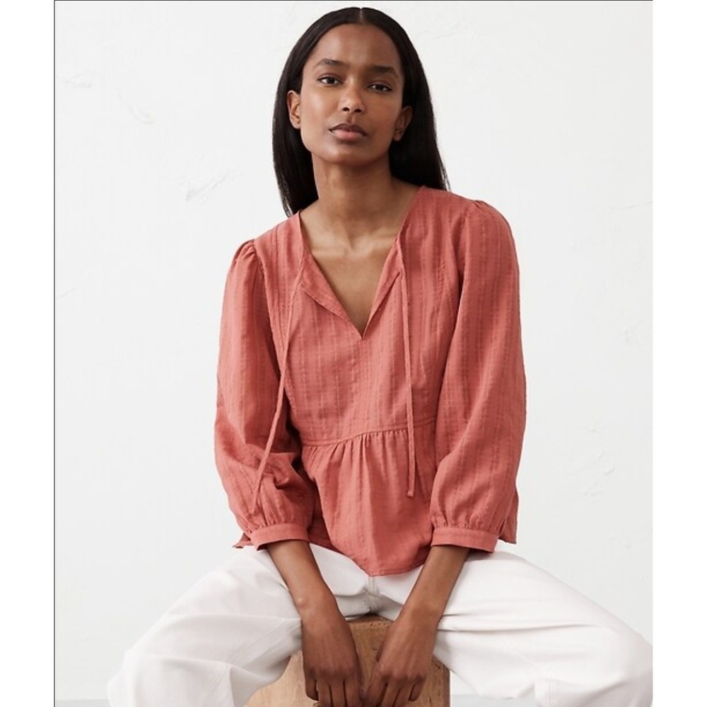 Banana Republic Y2K Pink Babydoll Top Boho Peasant Fairy Cotton Size M Cottage